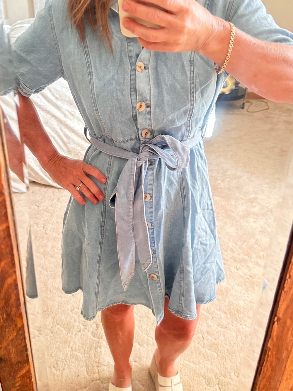 Blu Pepper Light Blue Denim Shirt Dress- NWT Large